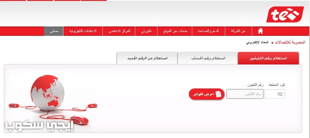 الإستعلام عن فاتورة التليفون الأرضى لشهر أبريل 2017 من خلال موقع الشركة المصرية للإتصالات billing.te.eg - إيجي سكوب