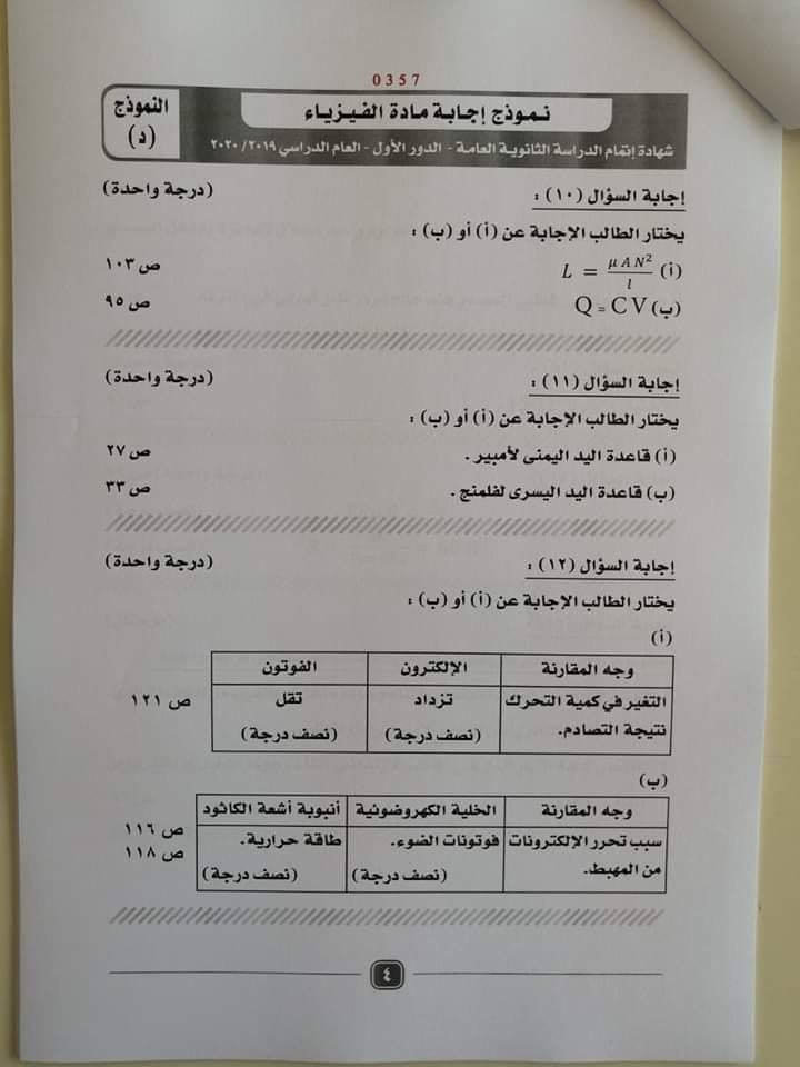 نماذج امتحانات الثانوية العامة 2020 من موقع وزارة التربية والتعليم